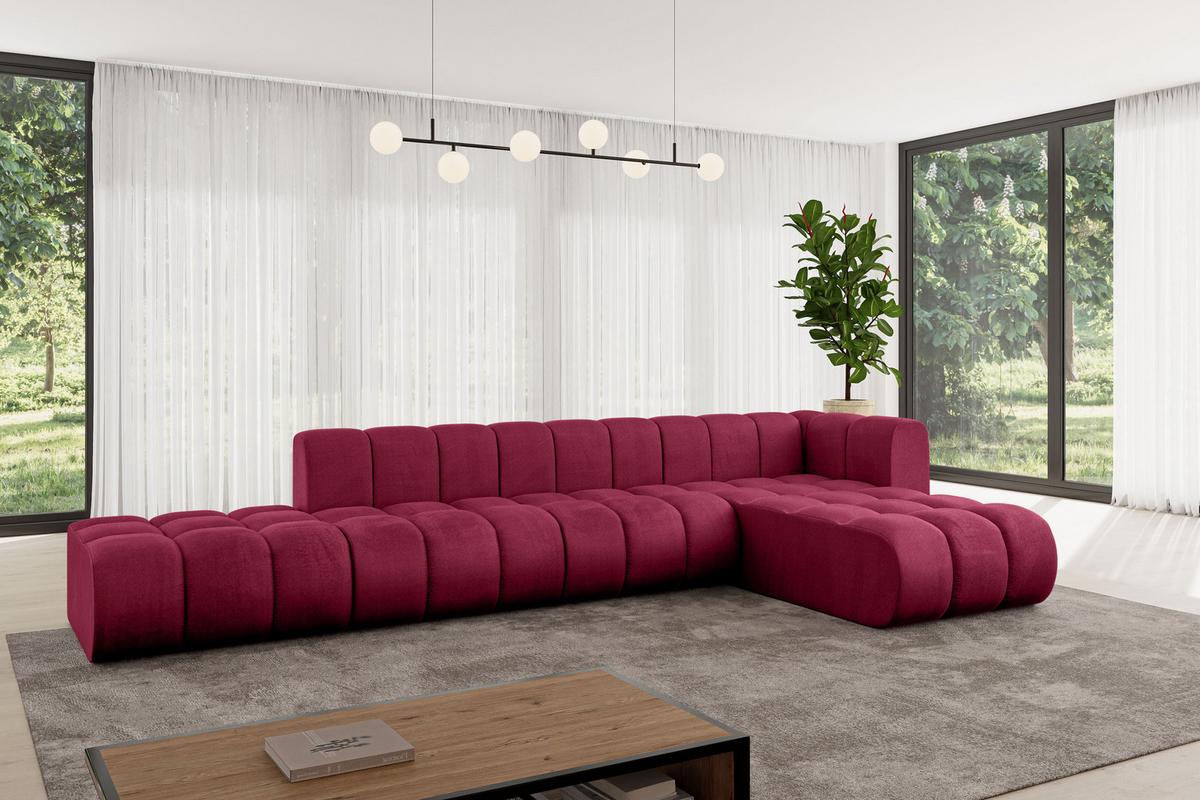 ECKSOFA modulares Sofa Zuvon-L2 - 387x177x70 cm Bordeauxrot - Bordeaux, Holzwerkstoff/Textil (387/177cm) - ALTDECOR