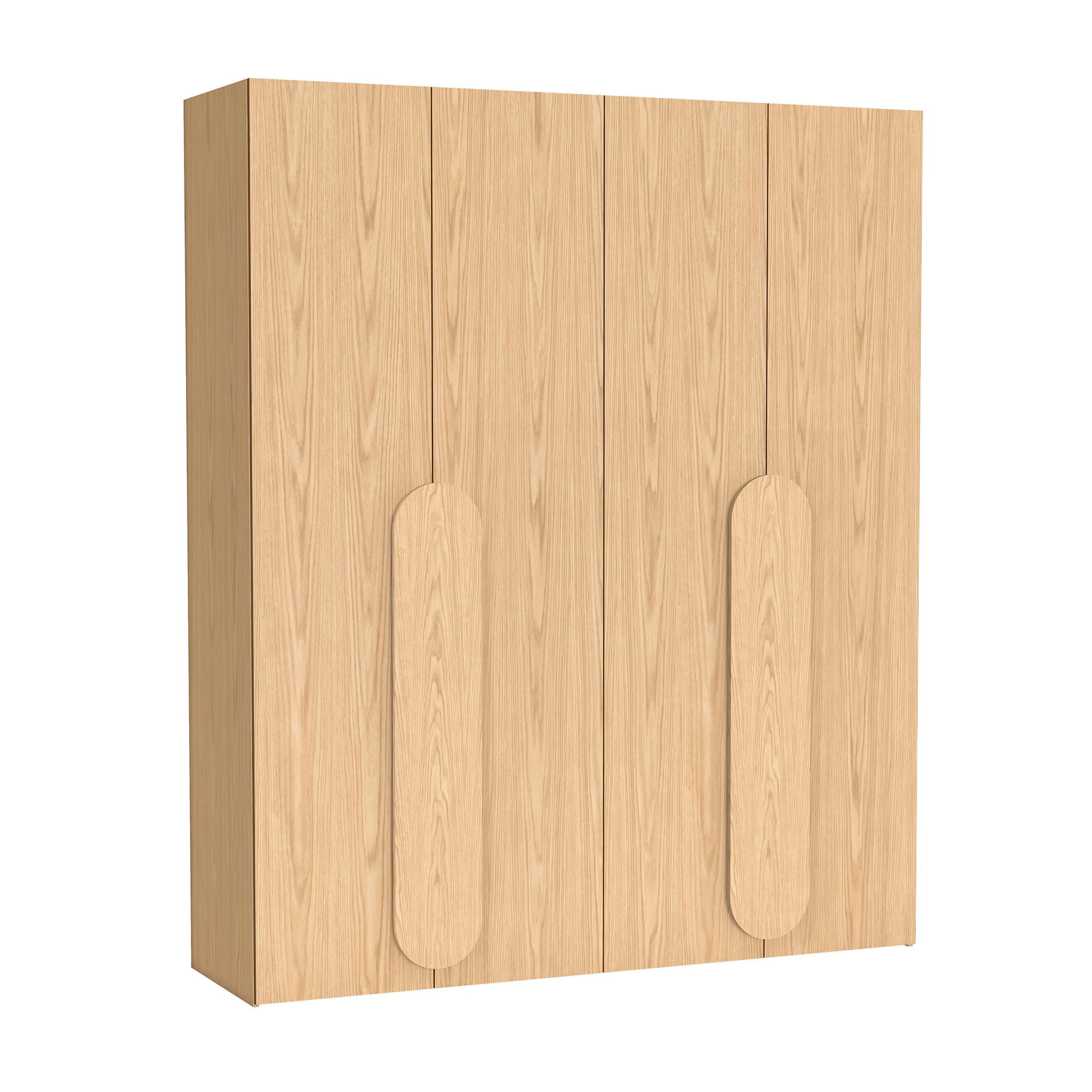FALTTÜRENSCHRANK Omodeo 200 cm breit in Bookmatch-Eiche – mit WingLine-Falttüren - Eichefarben, Holzwerkstoff (200/240/58cm) - AX Living