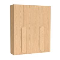 FALTTÜRENSCHRANK Omodeo 200 cm breit in Bookmatch-Eiche – mit WingLine-Falttüren - Eichefarben, Holzwerkstoff (200/240/58cm) - AX Living