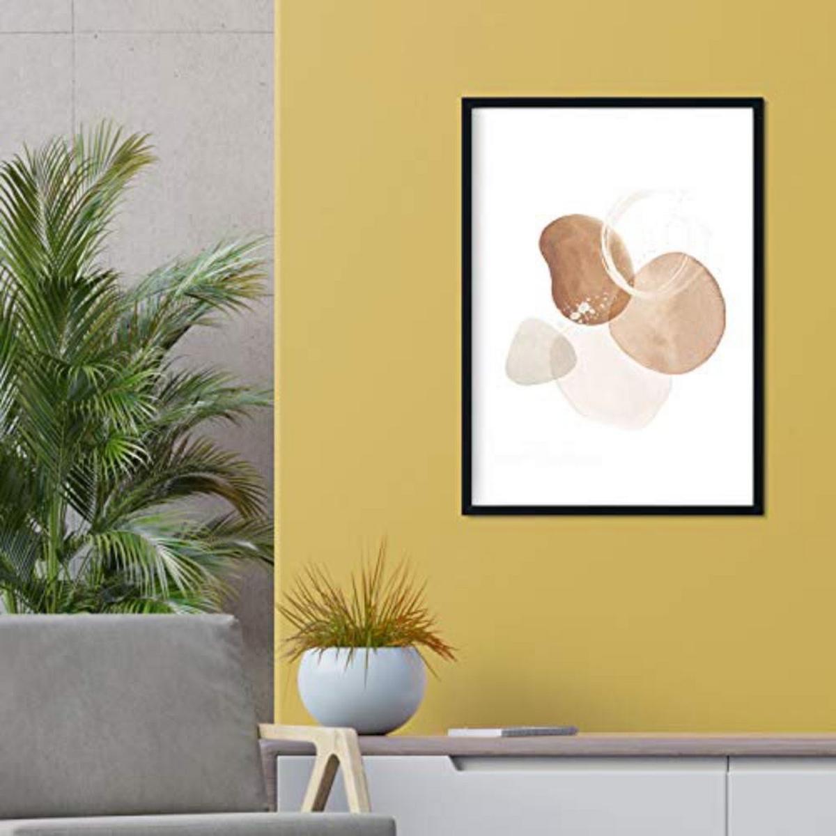 POSTER Set mit 4 Blätter und abstrakten Formen mit braunen Tönen A3 Schwarzer Rahmen - Schwarz, Papier (29.7/3cm) - Nacnic