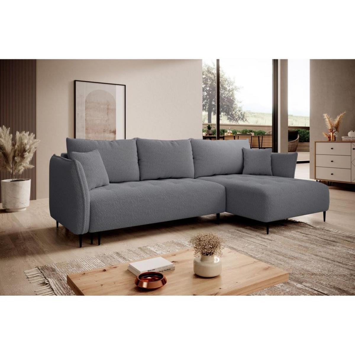 ECKSCHLAFSOFA Bari rechts dunkelgrau - Dunkelgrau/Schwarz, Textil (276/158cm) - Beautysofa