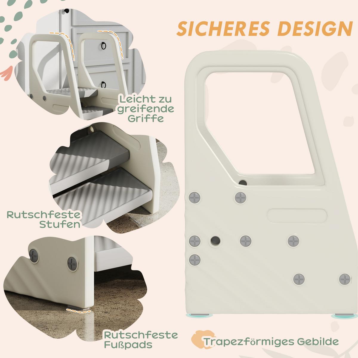 TRITTHOCKER mit 3 Stufen, Kinderhocker Bad höhenverstellbar, Klohocker Grau - Grau, Kunststoff (42/65.5/43cm) - AIYAPLAY