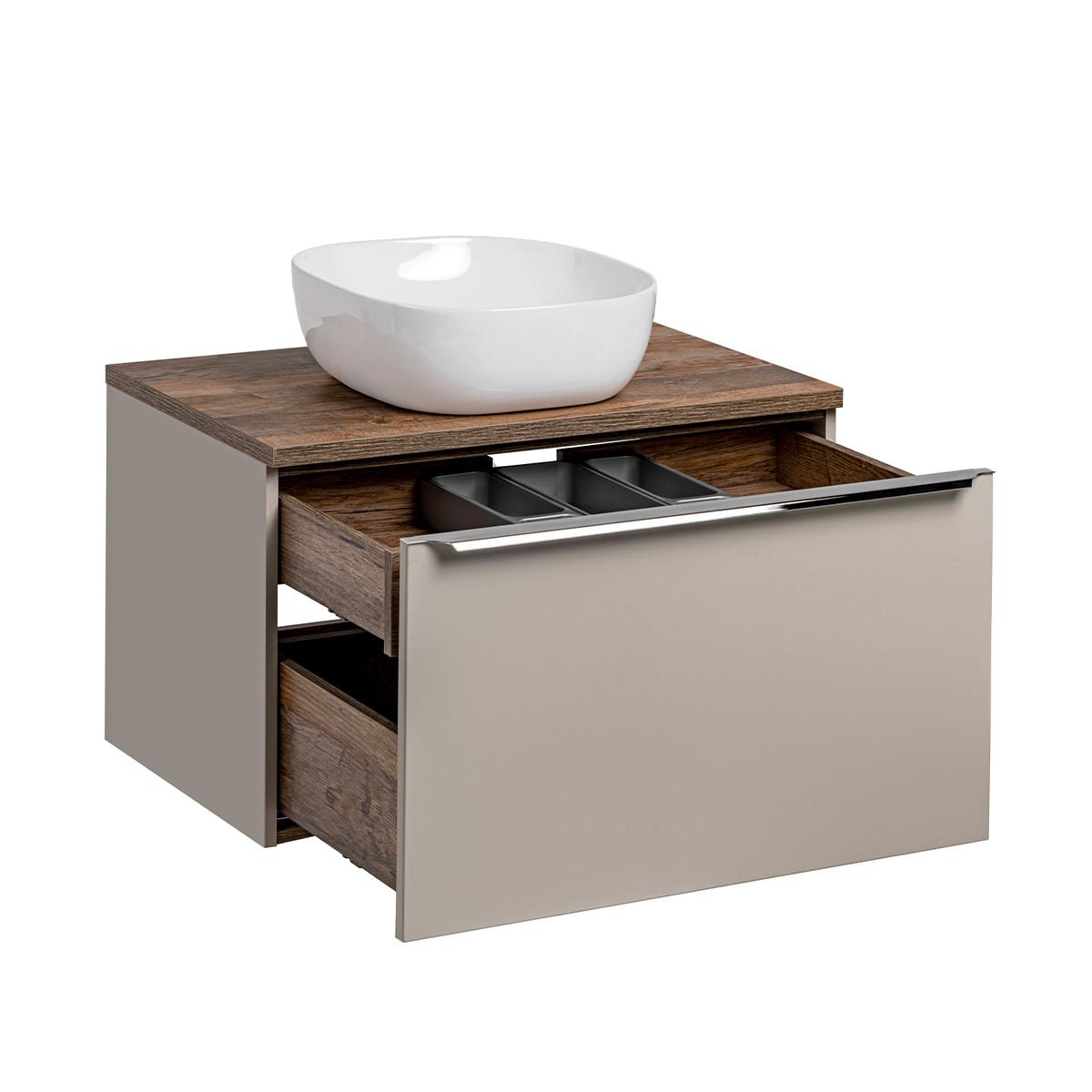 BADMÖBEL 80cm Éros 2er-Set Taupe - Taupe, Holzwerkstoff (80/48/46cm) - Petits-meubles