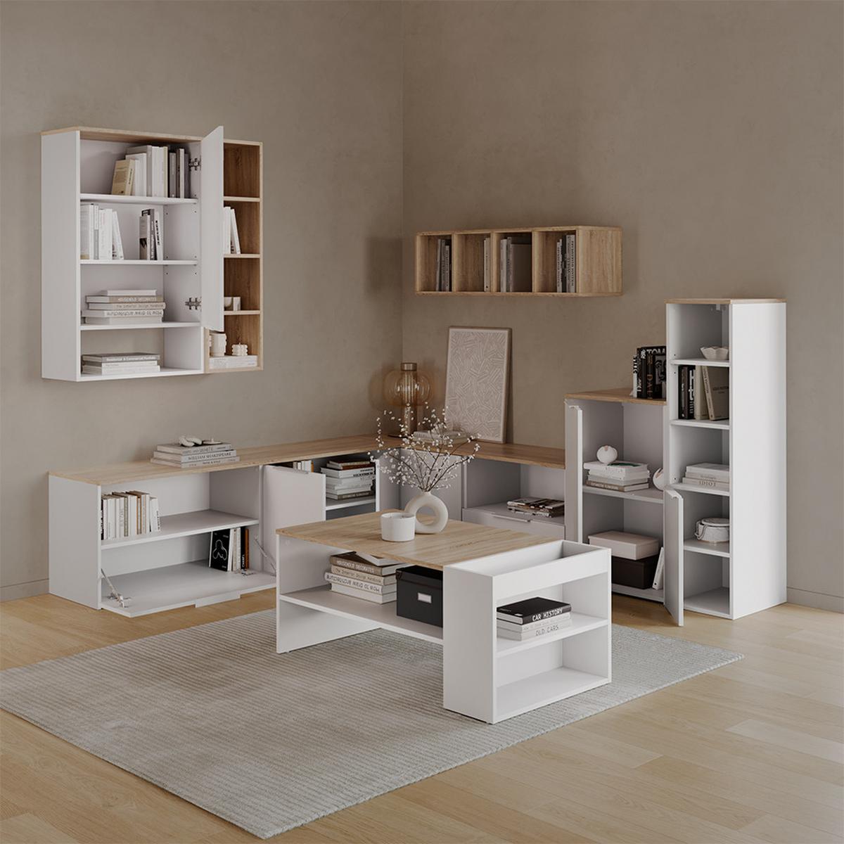 KOMMODE Piave Weiß mit Regal - Weiß, Holzwerkstoff (50/80/40cm) - Livinity®
