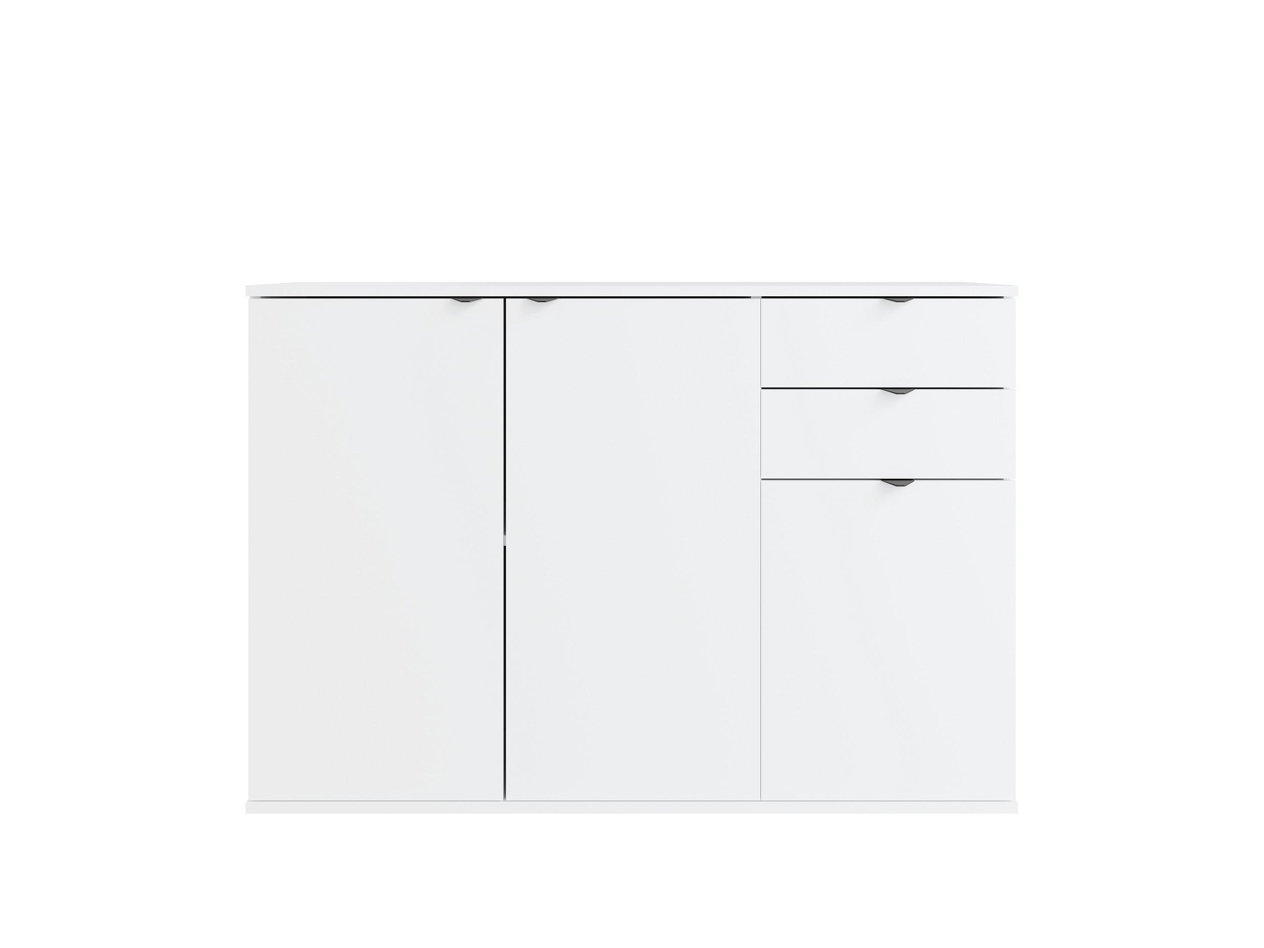 KOMMODE METRIX 120/82,5/35cm mit 2 Schubladen 3 Türen Weiß - Weiß, Holzwerkstoff (120/82.5/35cm) - MASSENO