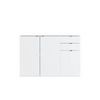 KOMMODE METRIX 120/82,5/35cm mit 2 Schubladen 3 Türen Weiß - Weiß, Holzwerkstoff (120/82.5/35cm) - MASSENO
