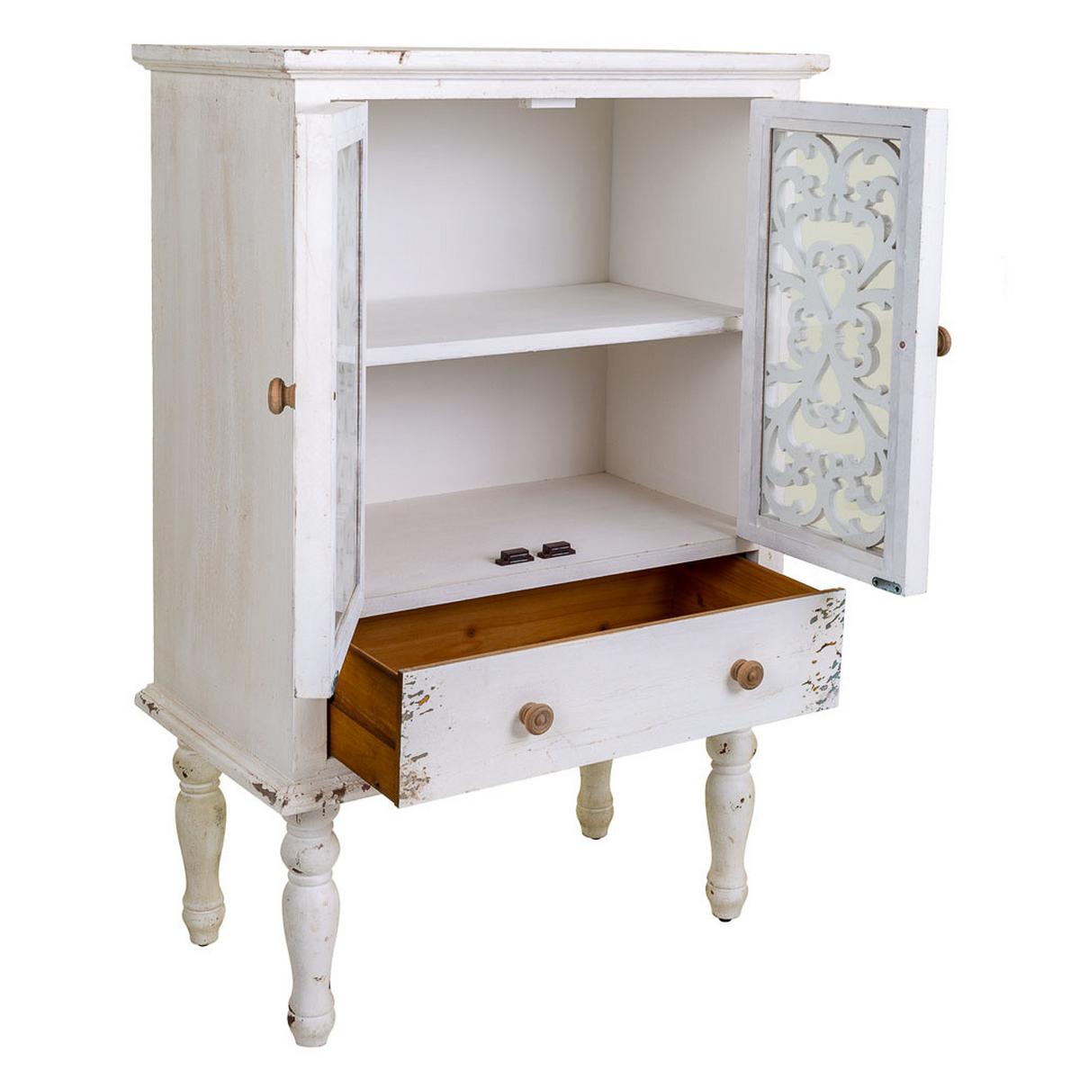 VITRINE aus Holz, weiß, 71x40x111cm - Weiß, Holzwerkstoff (71/111/40cm) - Wanderlust