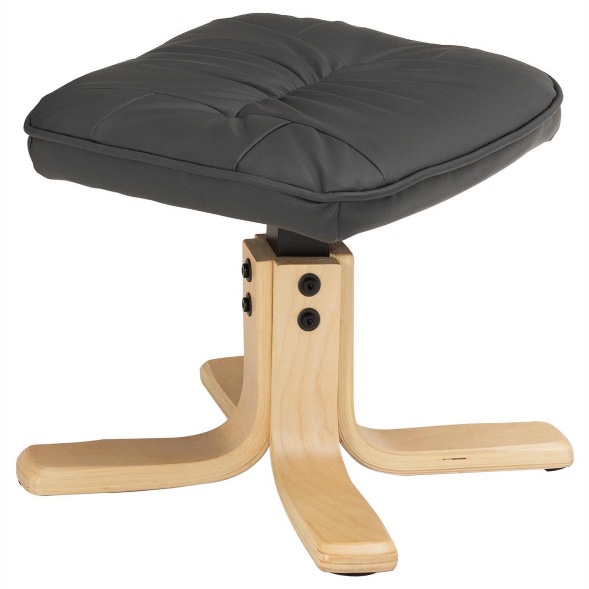 RELAXSESSEL KUNSTLEDER, SET MIT HOCKER CHARLY grau - Grau, Textil (76/87/61cm) - IDIMEX
