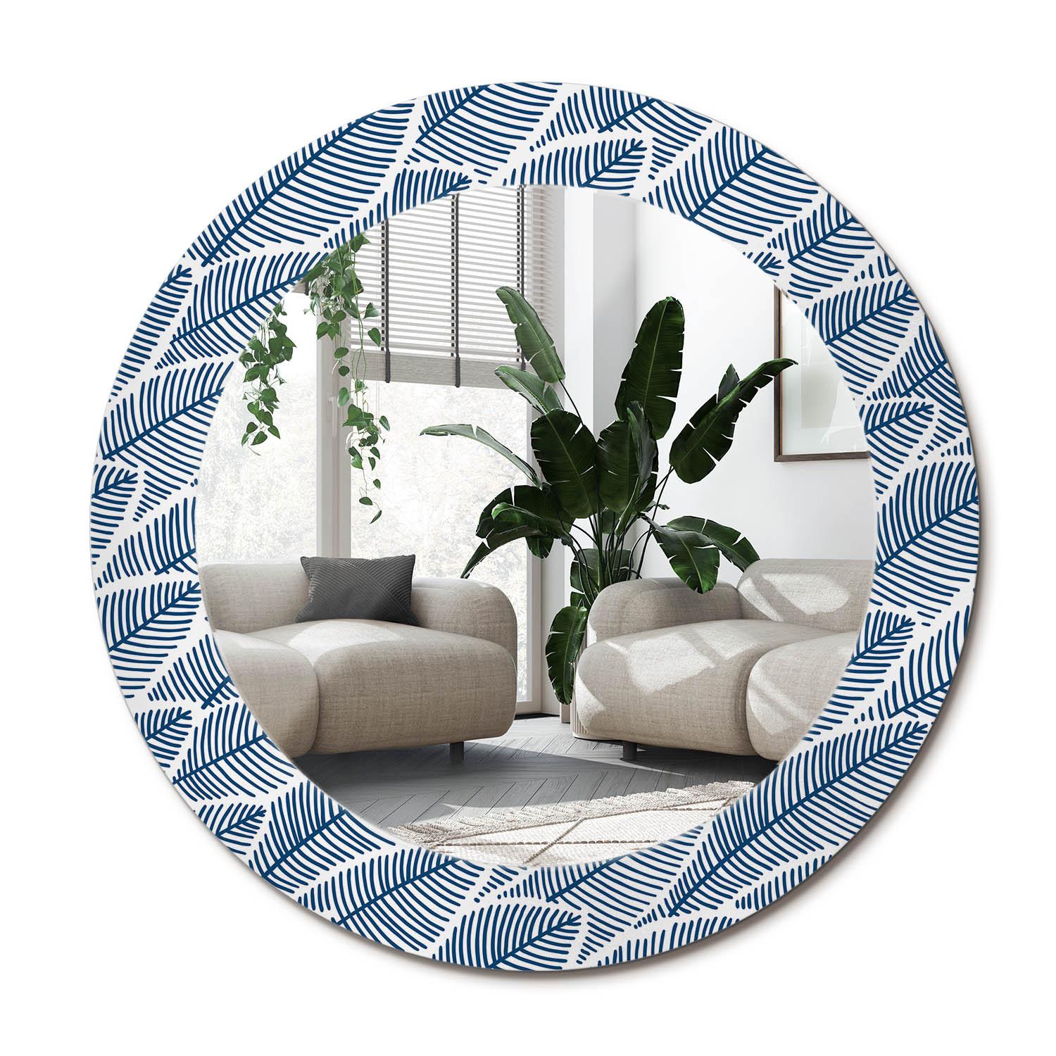 SPIEGEL Rund Ø 60 cm mit Aufdruck - Blau, Glas (60/60/0.4cm) - Wallfluent