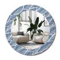SPIEGEL Rund Ø 60 cm mit Aufdruck - Blau, Glas (60/60/0.4cm) - Wallfluent