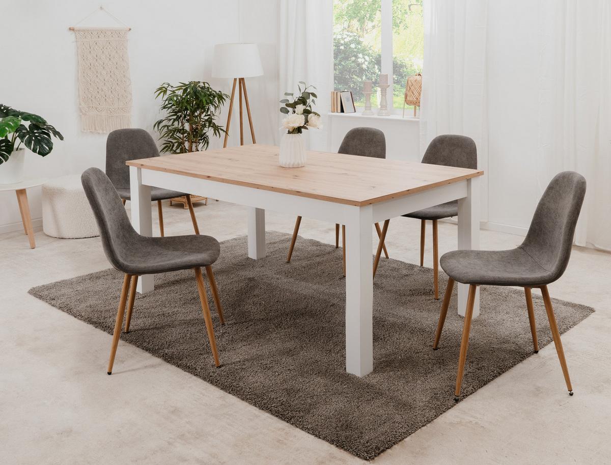 STUHL 4er-Set grau Cord, Esszimmerstuhl mit 4-Fuß-Gestell - Braun/Grau, Textil/Metall (50/83/43cm) - Furn.Design