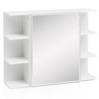 HÄNGESCHRANK Weiß 80x64,5x20 cm aus Spanplatte mit Spiegeltür und offenen Fächern - Weiß, Glas (80/65/20cm) - KADIMA DESIGN