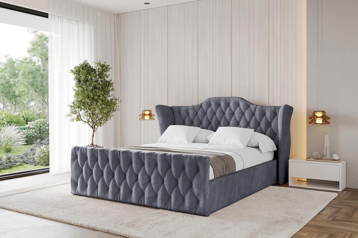 POLSTERBETT mit Bettkasten, Fußteil und Lattenrost, Boxbett mit Matratze H3/H4 - ZORAN-Z 120x200 Dunkelgrau - Dunkelgrau, Holzwerkstoff/Textil (120/200cm) - ALTDECOR