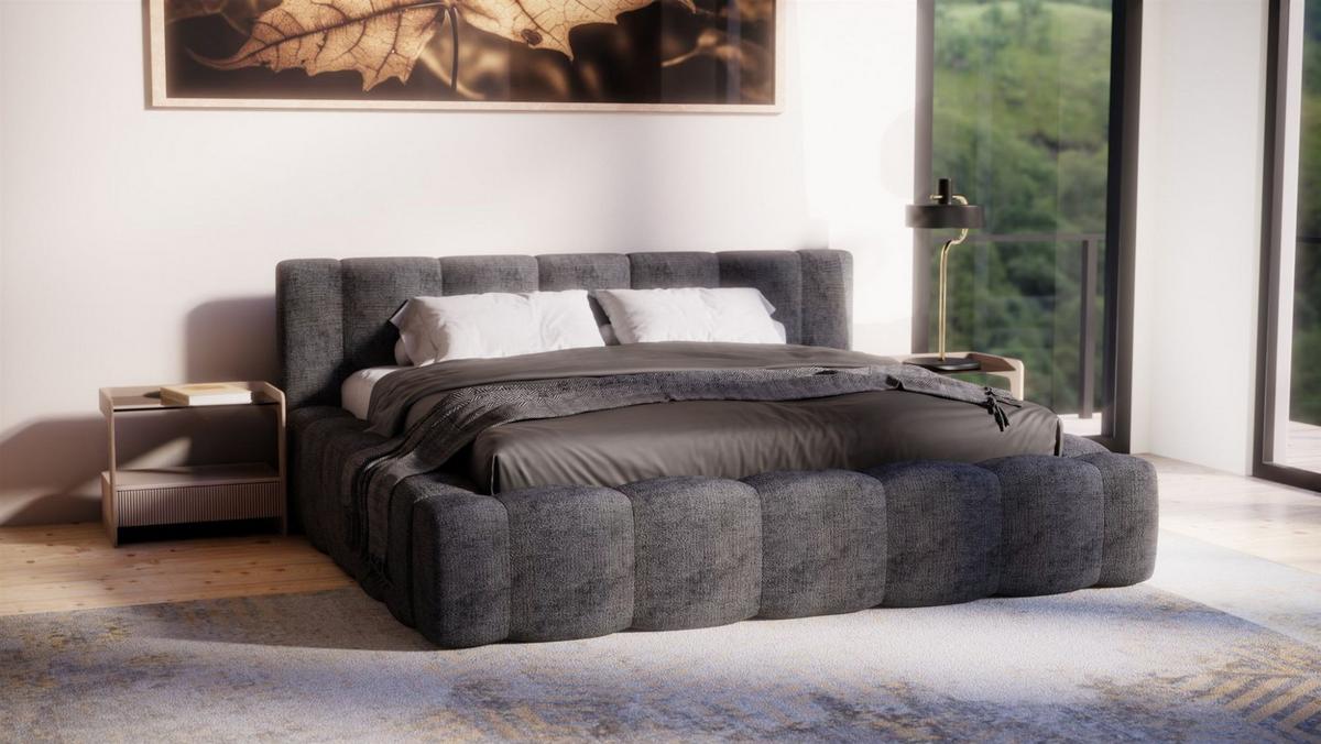 POLSTERBETT Lizeth In Perfect Harmony - Anthrazit, Holzwerkstoff/Textil (140/200cm) - Fun Möbel