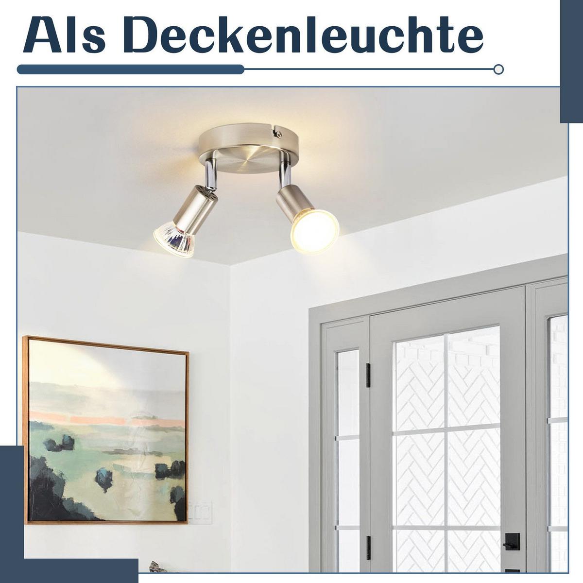 DECKENSTRAHLER Windsheim 2-flammig 12/12/10.4 cm - Silberfarben, Metall (12/12/10.4cm) - Nettlife
