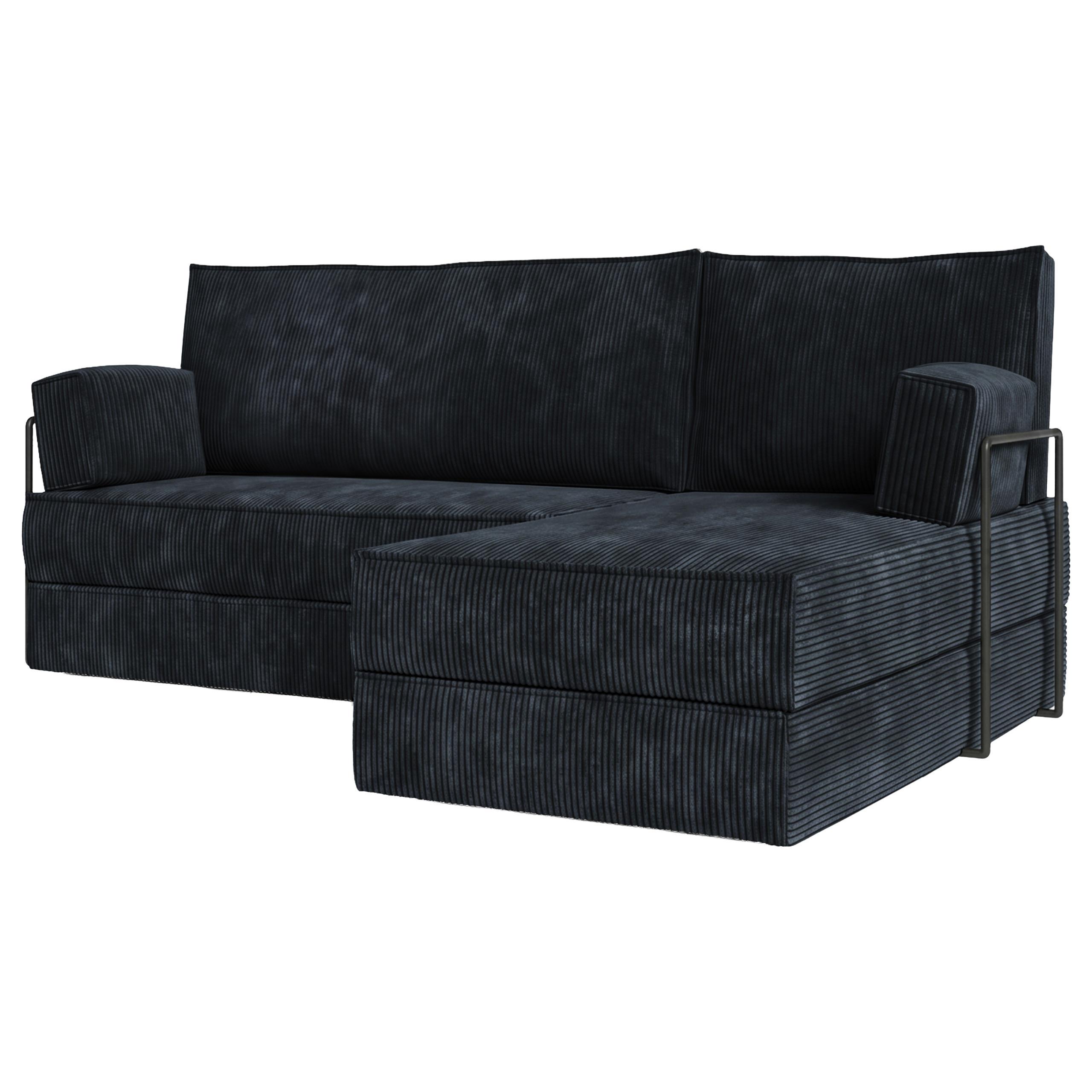 ECKSOFA NOTIA modulares Boneless Sofa mit Schlaffunktion Schwarz Kordstoff - Schwarz, Textil (200/120cm) - MASSENO