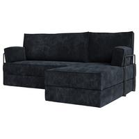 ECKSOFA NOTIA modulares Boneless Sofa mit Schlaffunktion Schwarz Cordstoff - Schwarz, Textil (200/120cm) - MASSENO