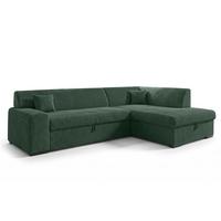 ECKSOFA L Form Minosa Flaschengrün 260/175/71 cm Rechts mit Schlaffunktion - Dunkelgrün/Schwarz, Kunststoff/Textil (175/260cm) - AX Living
