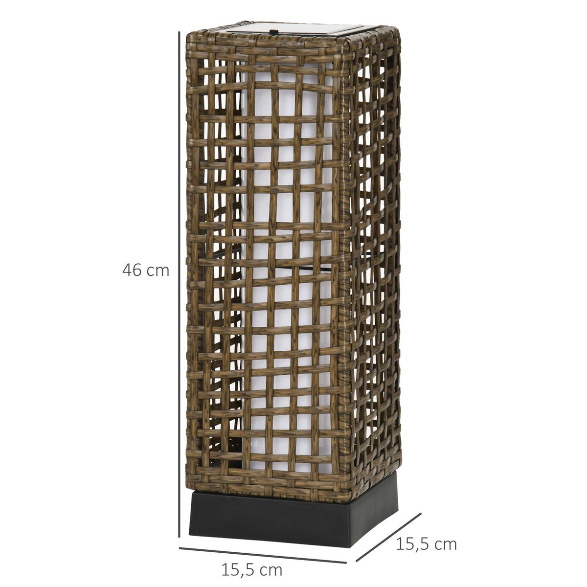 SOLARLEUCHTE, Rattan, Stahl, Sand - Schwarz, Metall (15.5/15.5/46cm) - Outsunny