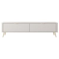 LOWBOARD Vespasia 2T Beige 200/51,2/38 cm – Geriffelten Fronten - Beige/Goldfarben, Holzwerkstoff/Metall (200/51.2/38cm) - AX Living
