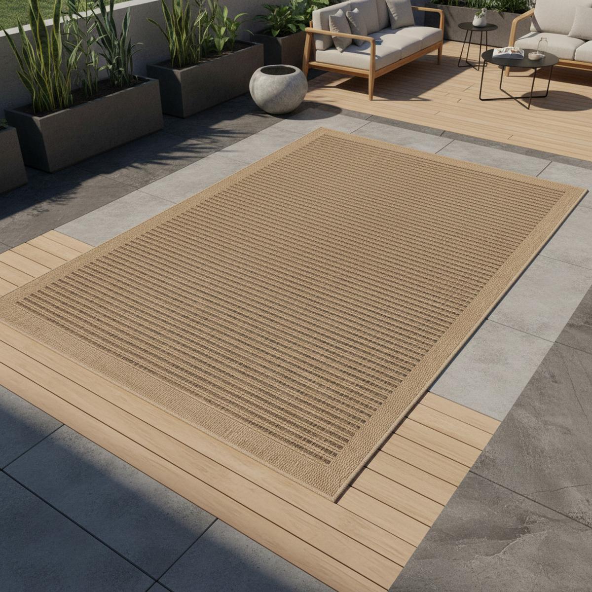 OUTDOORTEPPICH KASBERG, im Vintage-Stil, aus Polypropylen, Schwarz, 80 x 150 cm - Beige, Textil (150/80cm) - KADIMA DESIGN