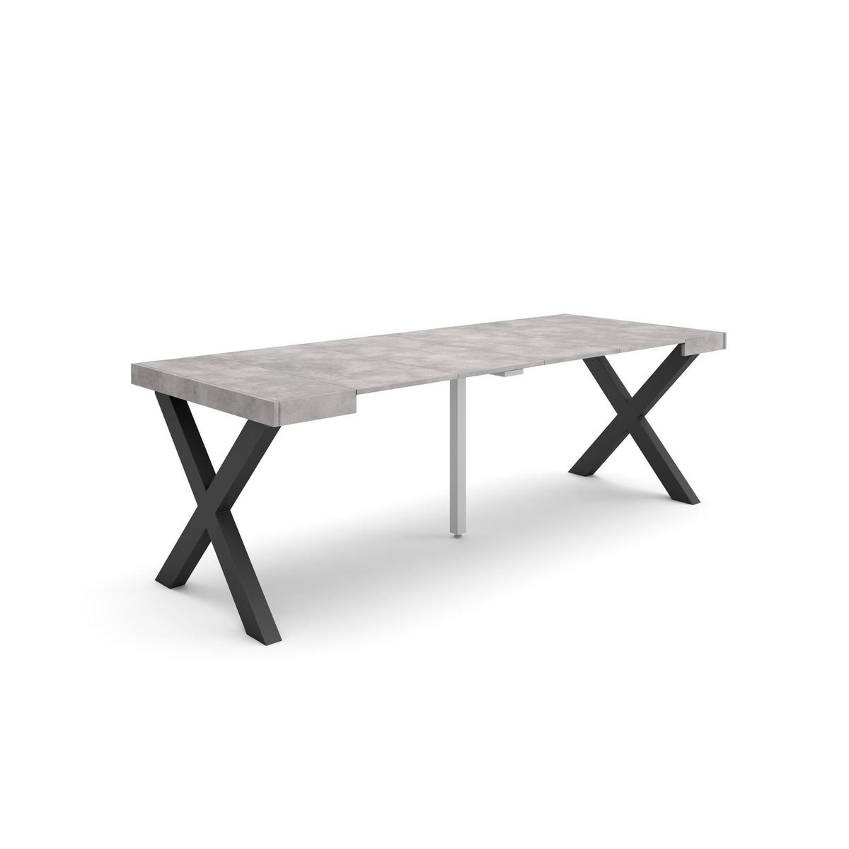 KONSOLENTISCH ausziehbar 58 bis 222cm, für 10 Gäste, zementgrau, 90/58/73cm - Grau, Holzwerkstoff (90/222/73cm) - Skraut Home