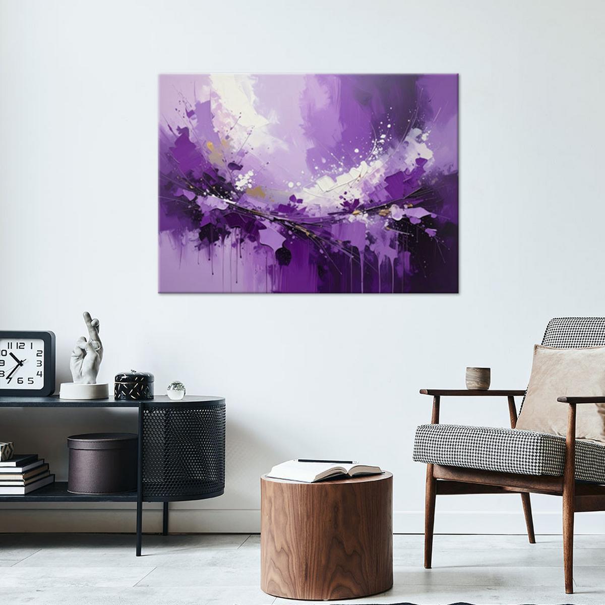 LEINWANDBILDER, Violett Komposition modern abstrakt - Lila, Textil (45/30cm) - Feeby
