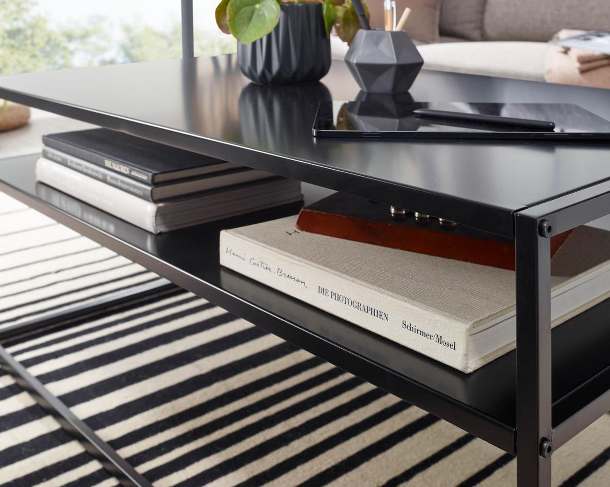 COUCHTISCH Grau Metall, Industrial-Stil mit Stauraum, Robuste Verarbeitung, Maße: 100 x 60 x 45 cm - Schwarz, Metall (60/100/45cm) - KADIMA DESIGN