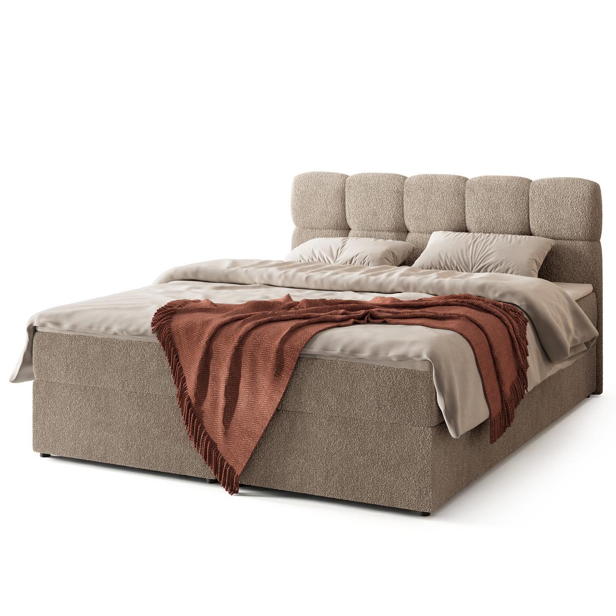 BOXBETT MERU 140x200 cm mit Matratze und Topper - Beige - Beige, Holz (140/200cm) - MASSENO