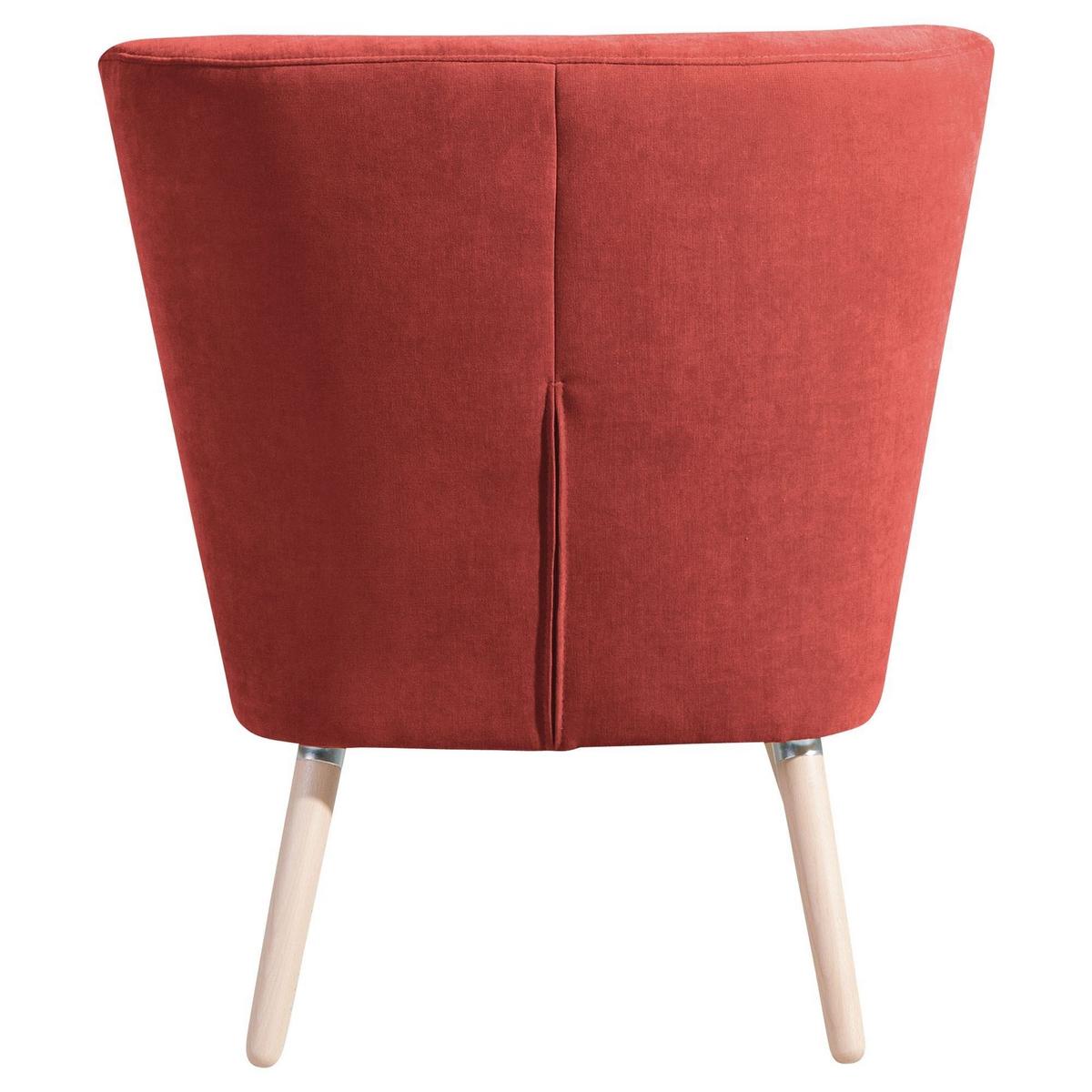 SESSEL Kassi Bezug Veloursstoff Buche natur / terracotta - Rot, Kunststoff (69/80/68cm) - 58aufmkessel