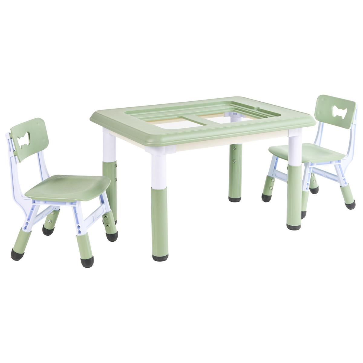 KINDERTISCH mit Stühlen Grün Bondo - Weiß/Grün, Kunststoff (82/51/62cm) - Beliani