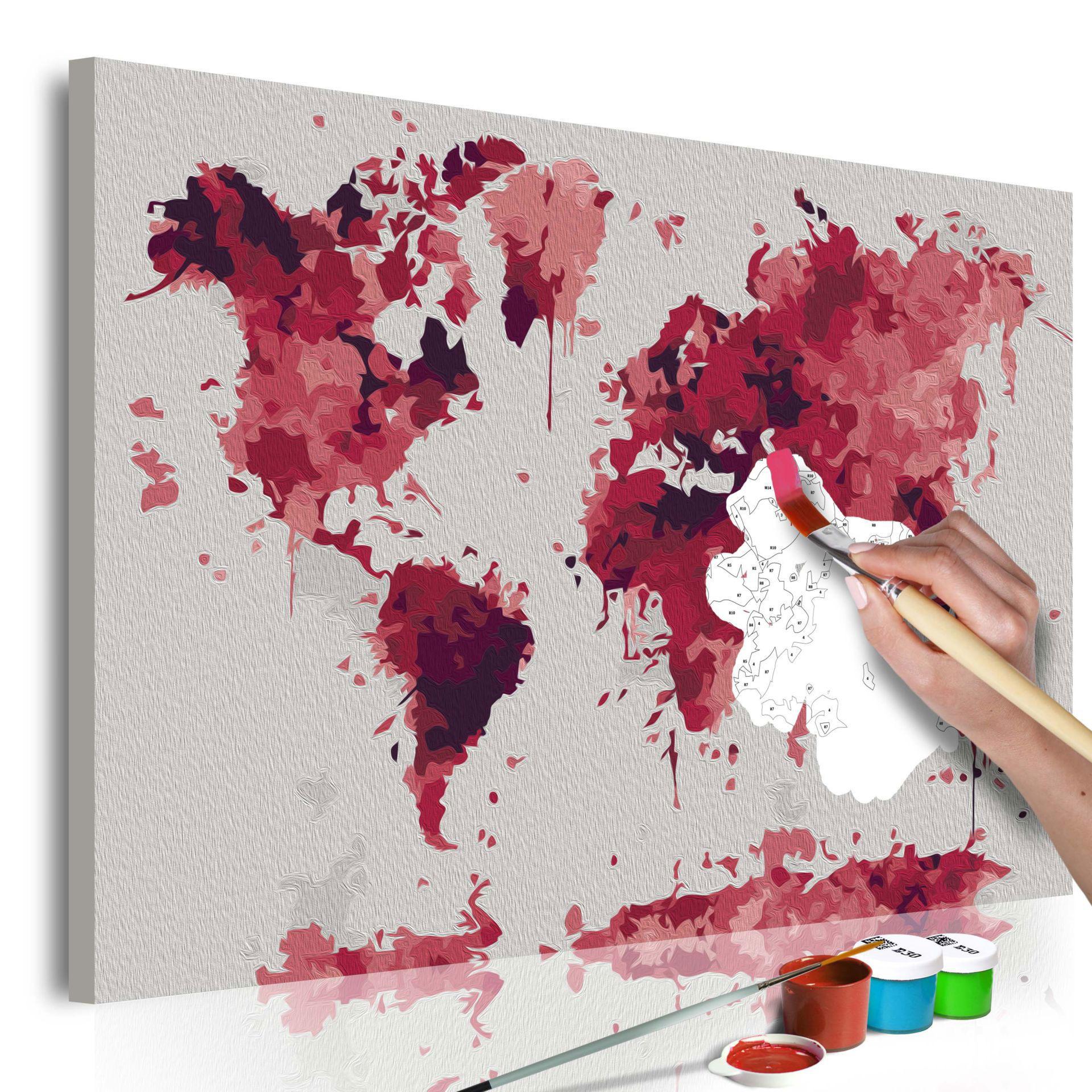 MALEN NACH ZAHLEN 50/40 cm - Rot/Grau, Textil (1.4/40cm) - KUNSTLOFT
