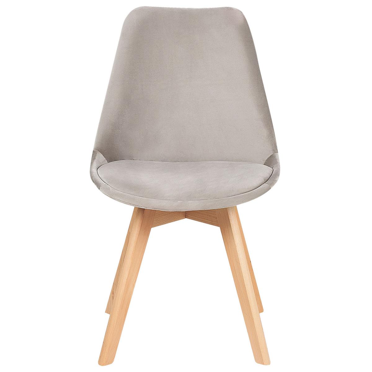 ESSZIMMERSTUHL 2er-Set Samtstoff Beige Dakota - Beige, Holz/Textil (47/84/57cm) - Beliani