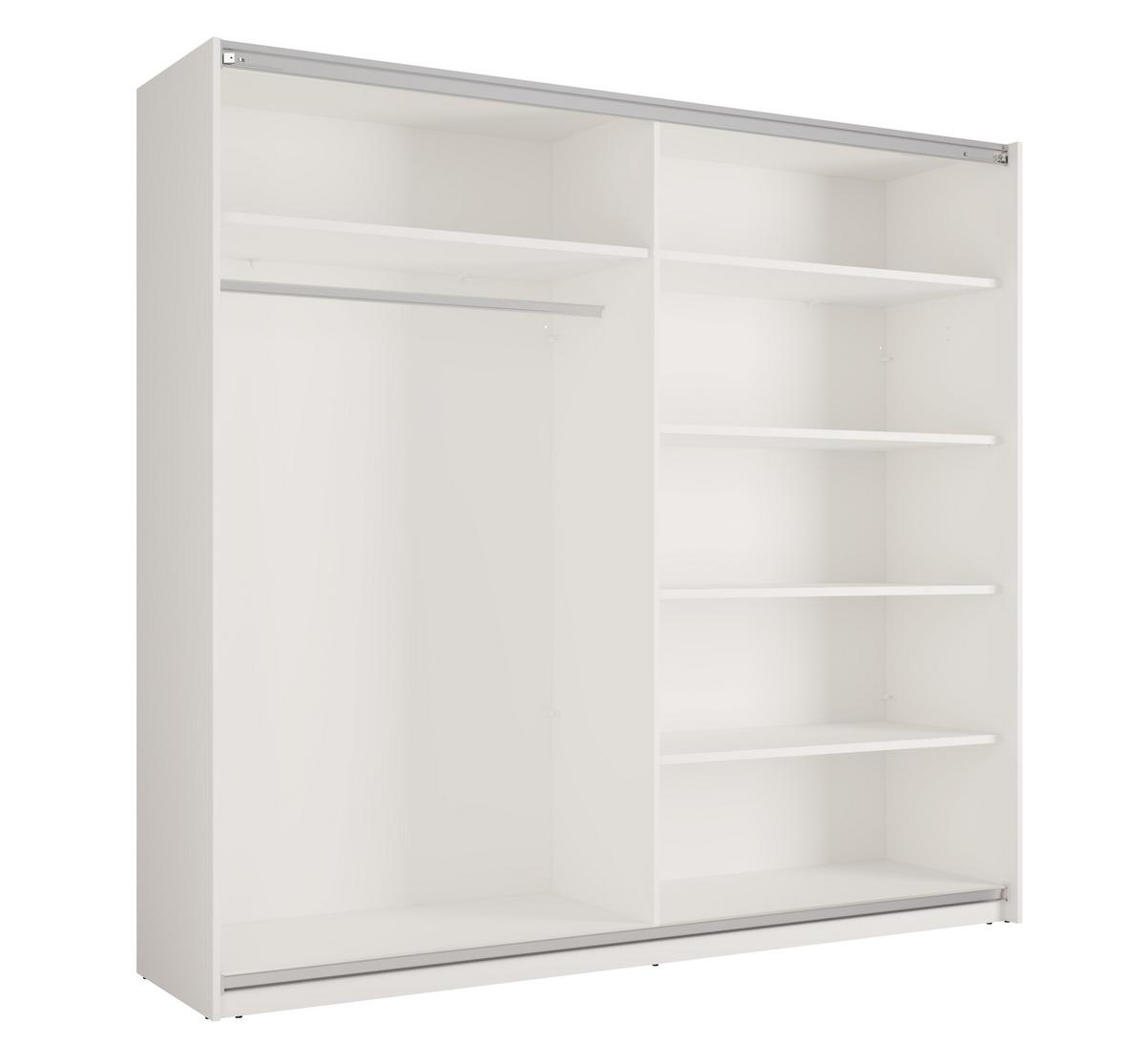 SCHWEBETÜRENSCHRANK Lunoria 221 cm Weiß mit Spiegel - 221/207/60 cm - Weiß, Holz/Holzwerkstoff (221/207/60cm) - AX Living