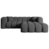 ECKSOFA Ottomane Rechts OLEA-L1 - 231x173x74 cm Grau - Platinfarben/Schwarz, Holzwerkstoff/Kunststoff (231/173cm) - ALTDECOR