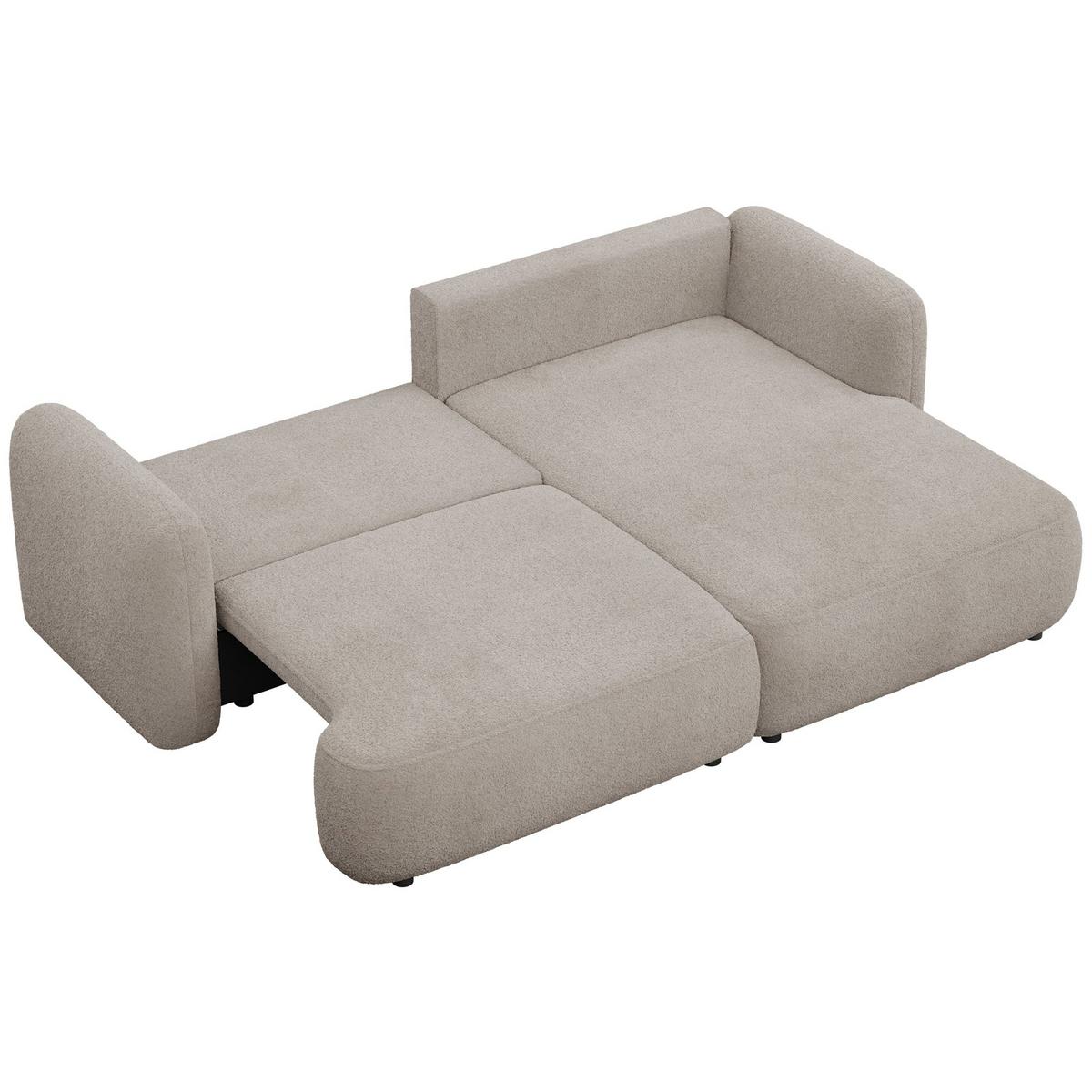 ECKSOFA Tvoya Beigegrau Bouclé - Taupe/Schwarz, Kunststoff/Textil (175/267cm) - Selsey