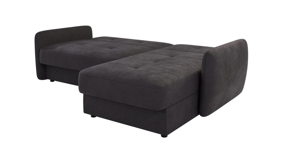 ECKSOFA Lupo Graphit Mikrofaser - Graphitfarben/Schwarz, Holz/Kunststoff (232/147cm) - S-Style Möbel