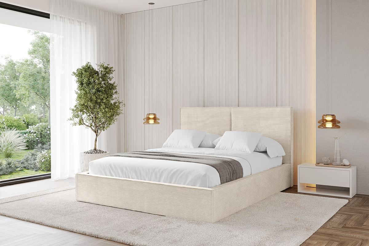 POLSTERBETT mit Bettkasten und Lattenrost, Boxbett ohne Matratze - EMMI 180x200 Beige - Creme, Holzwerkstoff/Textil (180/200cm) - ALTDECOR