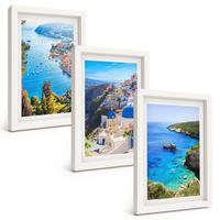 BILDER SET 3er Set - 20x30 cm Weißer Rahmen - Griechische Ansichten von Santorin Oia - Weiß, Kunststoff (20/30cm) - TULUP