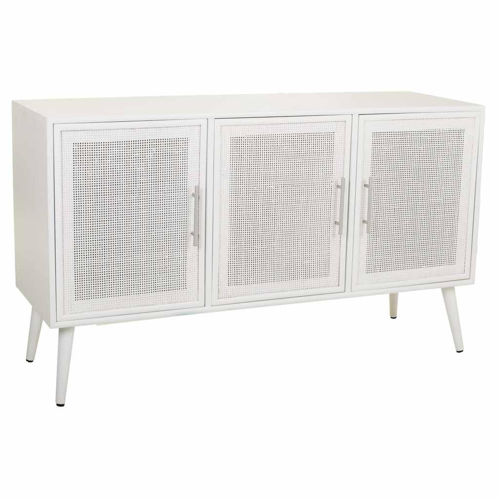 SIDEBOARD aus Holz und Gitter, Weißes, 120x42x71 - Weiß, Holz (120/71/41.5cm) - Wanderlust