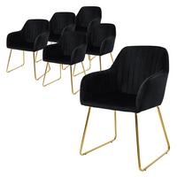 ESSZIMMERSTÜHLE 6er Set Schwarz Samt - Goldfarben/Schwarz, Textil/Metall (60/82/57cm) - ML-DESIGN