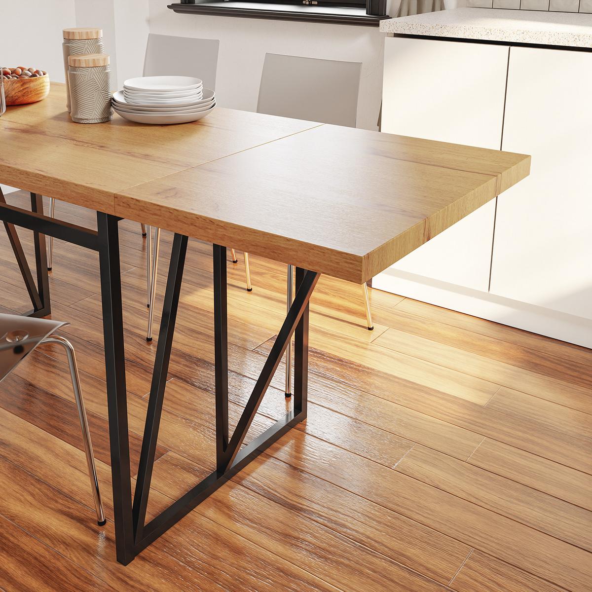 AUSZIEHBARER Tisch mit Klappflügeln FWT113-N - Ahornfarben, Fell (200/96/76cm) - SoBuy