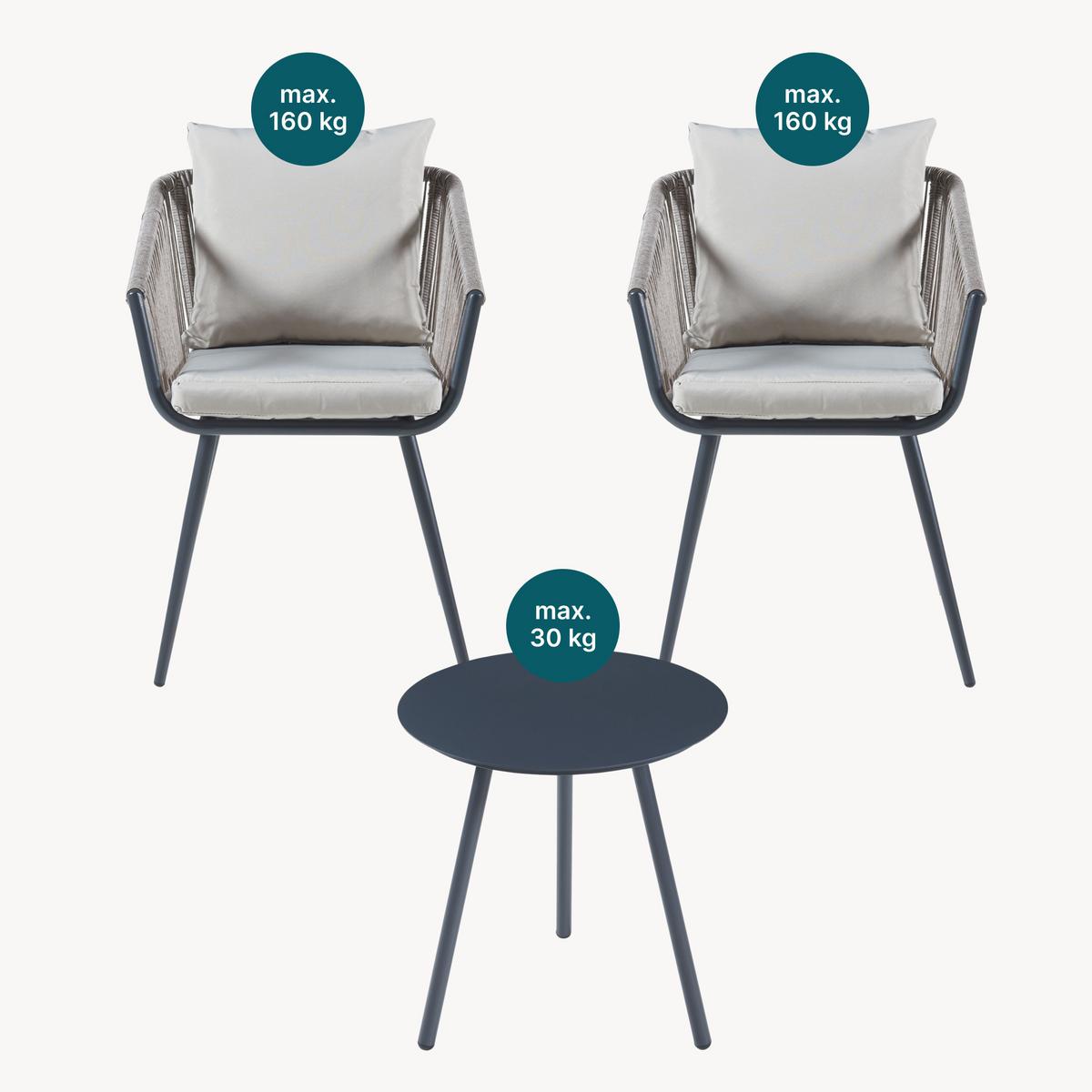 BISTRO-SET 3 TLG. Abriola - Grau, Metall - casa.pro