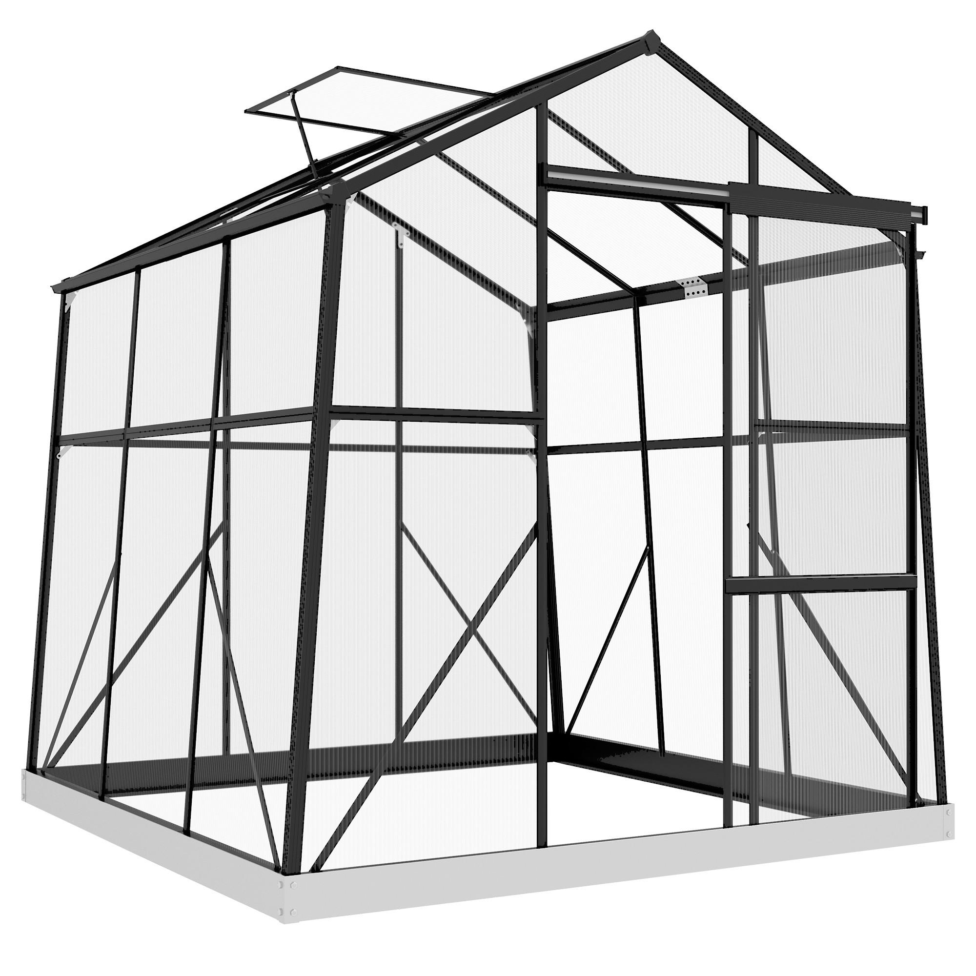 FOLIENGEWÄCHSHAUS, Schwarz, Aluminiumlegierung, Polycarbonat - Schwarz, Metall (192/204/192cm) - Outsunny