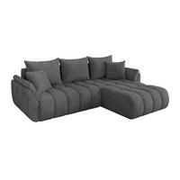 ECKSOFA mit Schlaffunktion Ottomane Rechts TOKO-L-v1 277x194x86 Dunkelgrau Cord - Dunkelgrau/Schwarz, Holzwerkstoff/Kunststoff (277/194cm) - ALTDECOR