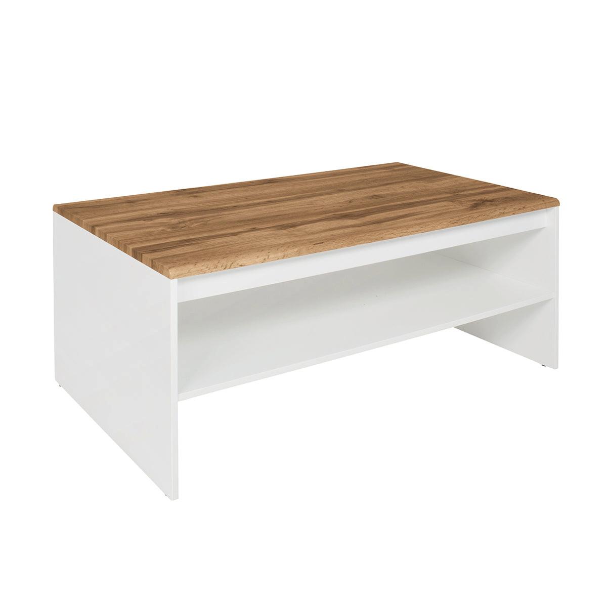 COUCHTISCH Hella Weiß und Holz - Weiß, Holzwerkstoff (65/110/46cm) - Petits-meubles