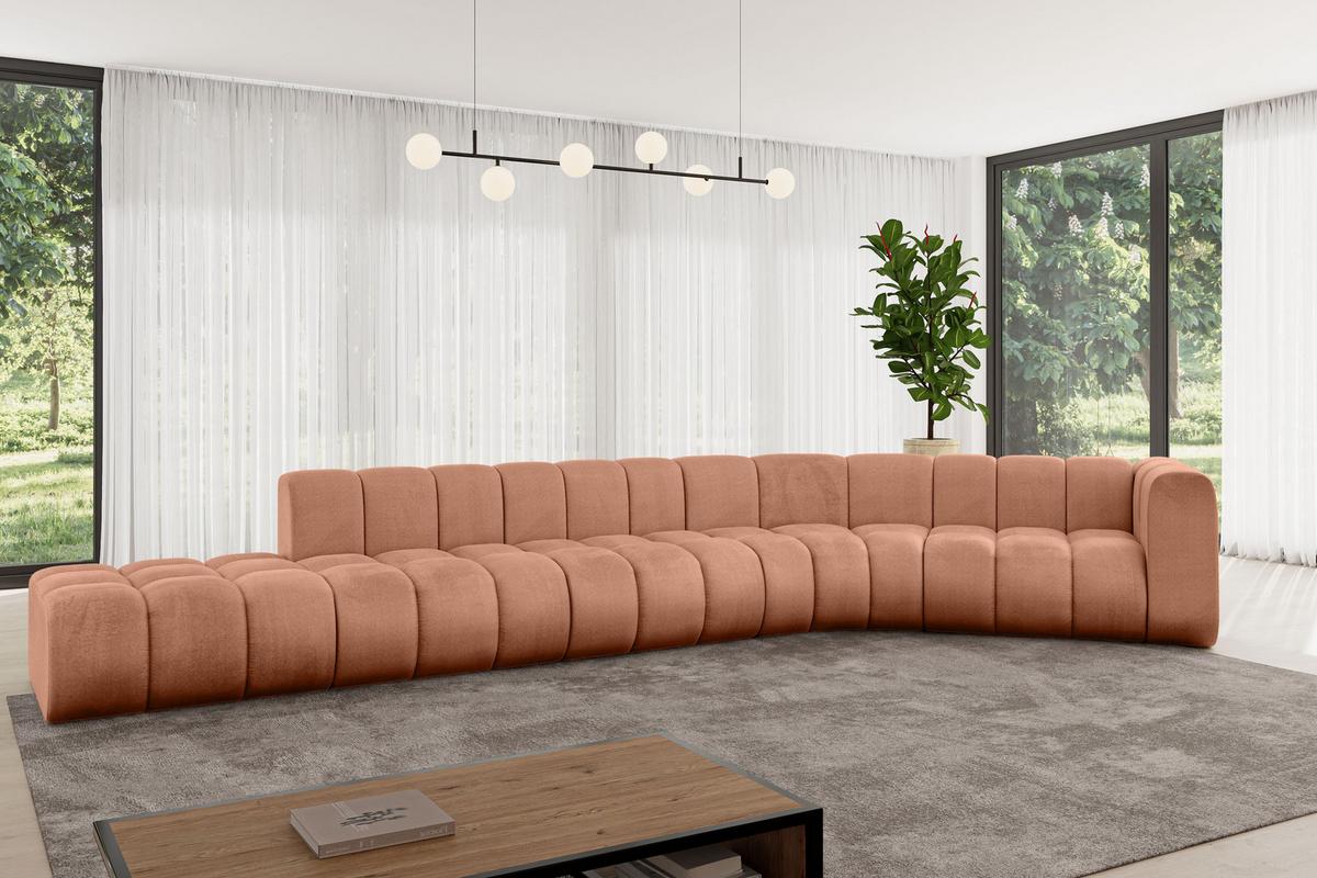ECKSOFA modulares Sofa Tilmo-L2 - 490x194x70 cm Apricot - Koralle, Holzwerkstoff/Textil (490/194cm) - ALTDECOR
