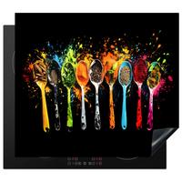 HERDABDECKPLATTE Löffel - Gewürze - Modern - Graffiti - Farbe - Farbenfroh Abdeckung Ceranfeld 57.6x51.6 cm - Multicolor, Kunststoff (57.6/51.6/0.2cm) - MuchoWow