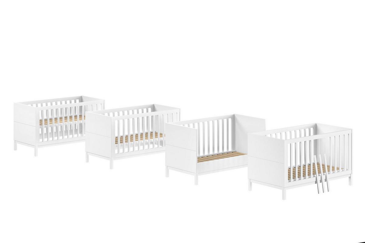 BABYBETT Keely 70x140 Kiefer MDF weiß höhenverstellbar - Weiß, Holz (70/140cm) - 58aufmkessel