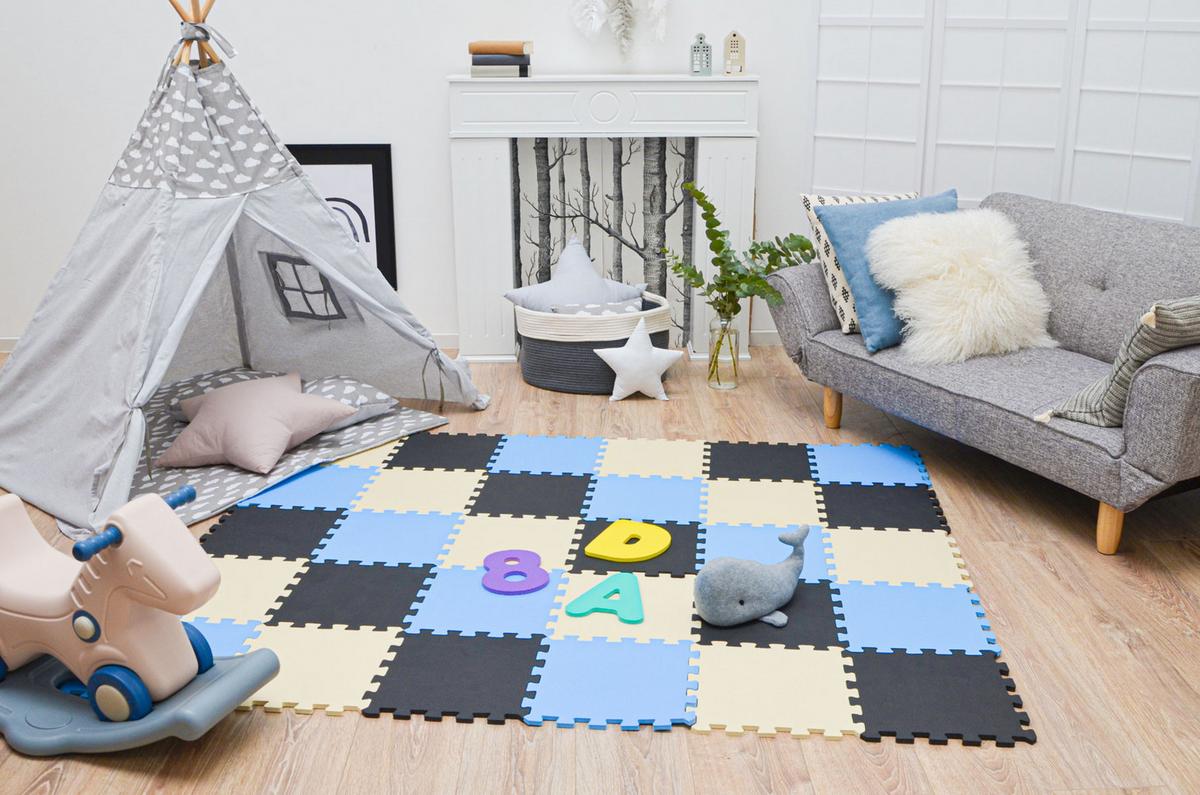 SPIELMATTE ab Null - 270/90 cm Puzzlematte Schwarz - Multicolor, Kunststoff (30/30cm) - Littletom